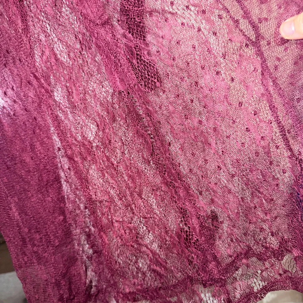 Pieces Burgundy Lace Sheer Mini‎ Dress Womens M
